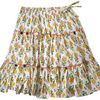 Pink Chicken Little Girls’ Allie Skirt (Toddler/Kid) – Yellow Indian Floral – 3T