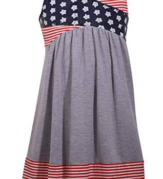 Bonnie Jean Girls’ July Fourth Stripe Knit Sundress with Sequin Stars 4-16