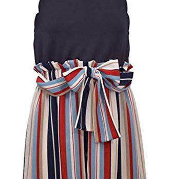 Bonnie Jean Girls’ Scalloped Neck Striped Romper Size 14 Navy