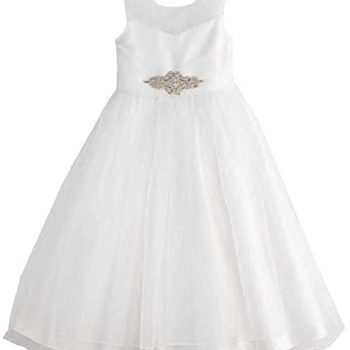 Bonnie Jean Iris & Ivy Girls 7-12 White with Rhinestone Communion Wedding Dress