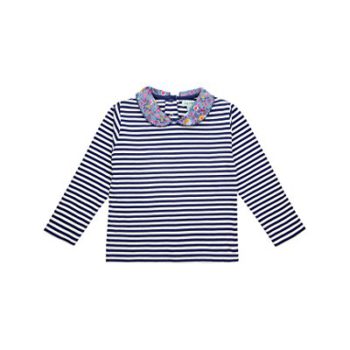 Lilly and Sid Cute Striped Top with Floral Collar