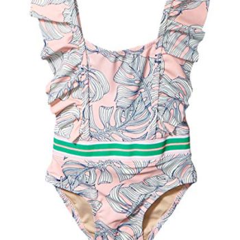 Shade Critters Child Woman’s One-Piece Ruffle Shoulder Leaf Print (Toddler/Toddler)