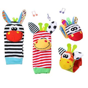 Child Rattle and Child Foot Finder, Child Toys for 0-12 Months Toddler Wrists Rattle and Socks Foot Finders Set Developmental Tender Toy for Child Ladies & Boys
