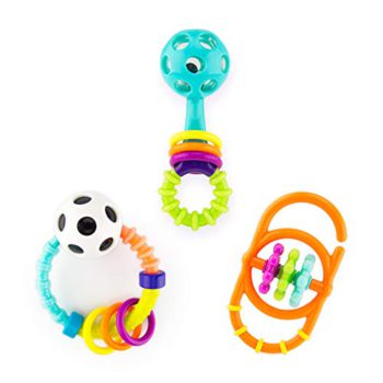 Sassy My First Rattles New child Present Set with 3 Comfortable and Versatile Rattles, Ages 0+ Months