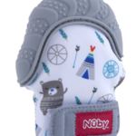 Nuby Soothing Teething Mitten with Hygienic Travel Bag Grey 1 Count 0 3