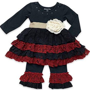 Mustard Pie Gorgeous Ladies Black and Purple Lace Vacation Snowfall Lily Tunic Set