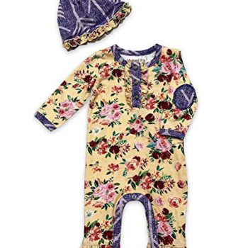 Mustard Pie Cute Floral Lala Romper and Hat Outfit