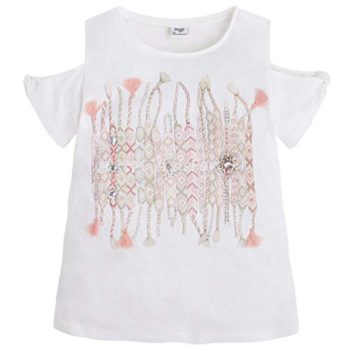 Mayoral Tween Women 7-18 Ivory Cutout Chilly Shoulder Graphic Print Tank High