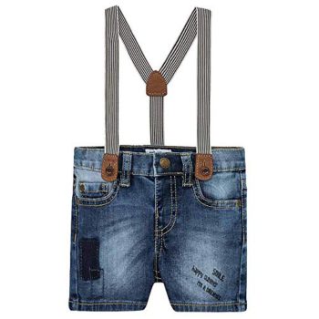 Mayoral Denim Bermuda Shorts w/Suspenders