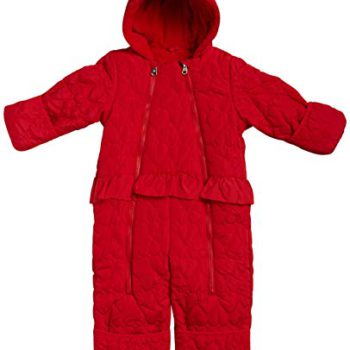 Jessica Simpson Child Women Hooded Coronary heart Snowsuit Pram with Polar Fleece Lining (New child/Toddler)
