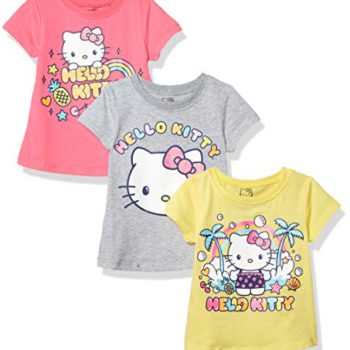 Hiya Kitty Ladies’ 3 Pack Quick Sleeve Crew Neck Tee Shirts