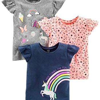 Easy Joys by Carter’s Toddler Ladies’ 3-Pack Quick-Sleeve Graphic Tees