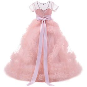 FYMNSI Flower Girls Dress V Back Luxury Pageant Tulle Ball Gowns Princess First Communion Wedding Dress 2 13T 0 3