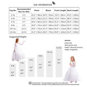 FYMNSI Flower Girls Lace Appliques First Communion Dress Long Sleeves Birthday Princess Ball Gown Wedding Dress 2 13T 0 4