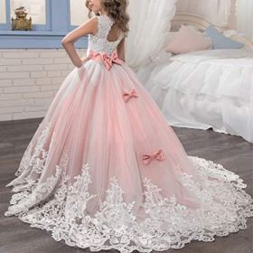 FYMNSI Flowers Girls Applique Tulle Lace Wedding Dress First Communion Birthday Christmas Prom Ball Gown 2 13T 0 0