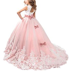 FYMNSI Flowers Girls Applique Tulle Lace Wedding Dress First Communion Birthday Christmas Prom Ball Gown 2 13T 0 3