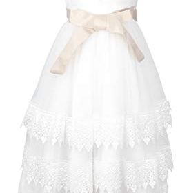 AODAYA Bohemian Sleeveless White Lace Dress Flower Girls Boho Long Dresses for Wedding Party Gala 0 2