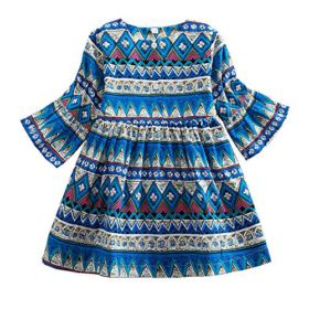 JUXINSU Cotton Girl Long Sleeve Dress Autumn and Winter Bohemian Style Casual Clothing for 2 8 Years WL176 0