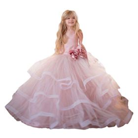 Banfvting Pale Pink Princess Graduation Gown Little Girls Spaghetti First Communication Dress Kids Adorable 0