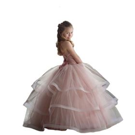 Banfvting Pale Pink Princess Graduation Gown Little Girls Spaghetti First Communication Dress Kids Adorable 0 0