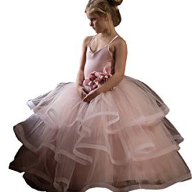 Banfvting Pale Pink Princess Graduation Gown Little Girls Spaghetti First Communication Dress Kids Adorable 0 1