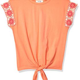 Speechless Girls Crochet Sleeve Tie Front Top 0