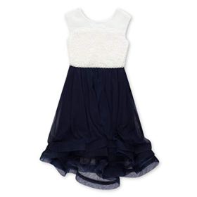 Speechless Women’ Cap Sleeve Ribbon Hem Sparkle Social gathering Gown