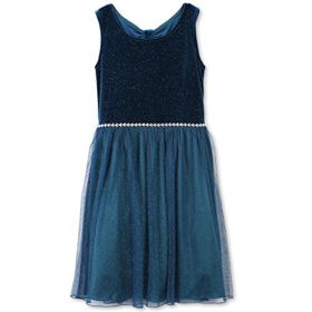 Speechless Women’ Massive Stretch Velvet Jeweled Waist Gown