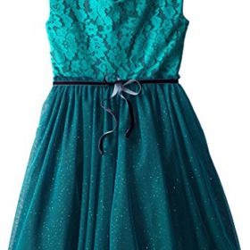 Speechless Big Girls Lace Dress with Glittery Tulle Skirt 0 0