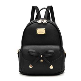 Girls Bowknot Cute Leather Backpack Mini Backpack Purse for Women 0