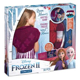 Make It Real Disney Frozen 2 Queen Idunas Knitted Shawl DIY Arts and Crafts Kit Guides Kids to Crochet Queen Idunas Shawl with Acrylic Yarn and Magical Frozen 2 Embellishments 0