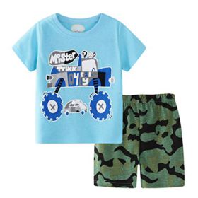 AmzBarley Toddler Boys Clothes Cotton Short Sleeve Tee and Shorts Set Kids 2 Pieces Summer Outfit Set 0