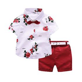 AmzBarley Toddler Boys Summer Outfit Clothes Kids Button Down Shirt Shorts Set 0 0