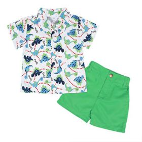 AmzBarley Toddler Boys Summer Outfit Clothes Kids Button Down Shirt Shorts Set 0 2