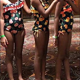KALAWALK Girls Lemon Double Ruffle One Shoulder Adjustable Swimwear Fashionable One Piece Bathing Suit5y 16y 0 2