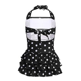MSemis LittleBig Girls One Piece Adjustable Polka Dot Bathing Suit Ruffle Skirted Swimwear Swim Dress 0 0