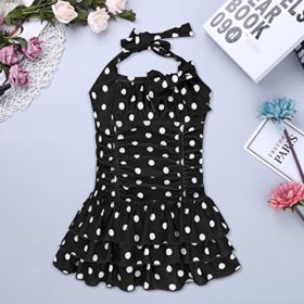 MSemis LittleBig Girls One Piece Adjustable Polka Dot Bathing Suit Ruffle Skirted Swimwear Swim Dress 0 5