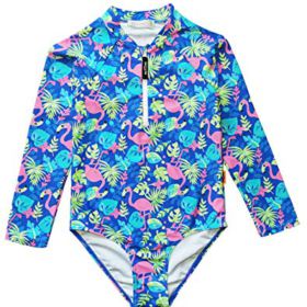 weVSwe Girl One Piece Swimsuit Long Sleeve Rash Guard Bathing Suit with Zipper 0
