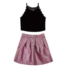 Amy Byer Girls Scalloped Top and Party Skirt Set 0