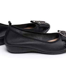 Comfort Slip On Shoes for Women Genuine Leather Ballet Flats Low Heeled Wedges Dress Shoes 0 4