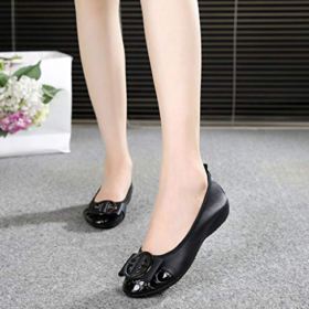 Comfort Slip On Shoes for Women Genuine Leather Ballet Flats Low Heeled Wedges Dress Shoes 0 5