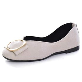 SAILING LU Classic Square Toe Shoes Womens Solid Ballet Flats Comfort Buckle Flat Shoes for Work Slip On Sandals 0 1