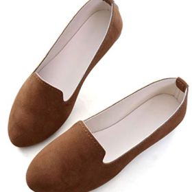 SAILING LU Comfort Ballet Flats Womens Faux Suede Shoes Soft Solid Portable Walking Loafers 0 2