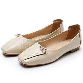Womens Square Toe Ballet Flats Genuine Leather Loafers Shoes Comfort Slip on Flats Shoes Wear to Work 0
