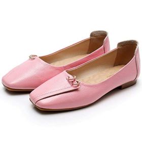 Womens Square Toe Ballet Flats Genuine Leather Loafers Shoes Comfort Slip on Flats Shoes Wear to Work 0 1