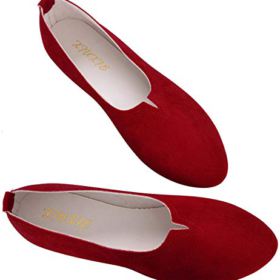SAILING LU Womens Faux Suede Shoes Comfort Ballet Flats Soft Solid Portable Loafers 0 2
