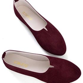 SAILING LU Womens Faux Suede Shoes Comfort Ballet Flats Soft Solid Portable Loafers 0 3