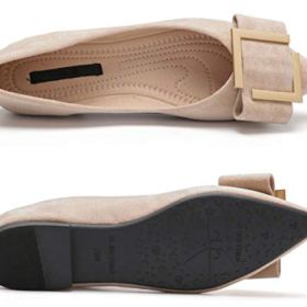 SAILING LU Womens Pointy Toe Dress Shoes Suede Ballet Flats Solid Flat Shoes for Work Slip On Moccasins 0 1