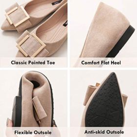 SAILING LU Womens Pointy Toe Dress Shoes Suede Ballet Flats Solid Flat Shoes for Work Slip On Moccasins 0 2
