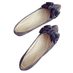 SAILING LU Womens Retro Plaid Dress Shoes Comfort Pointed Toe Ballet Flats Portable Holiday Shoes 0 2